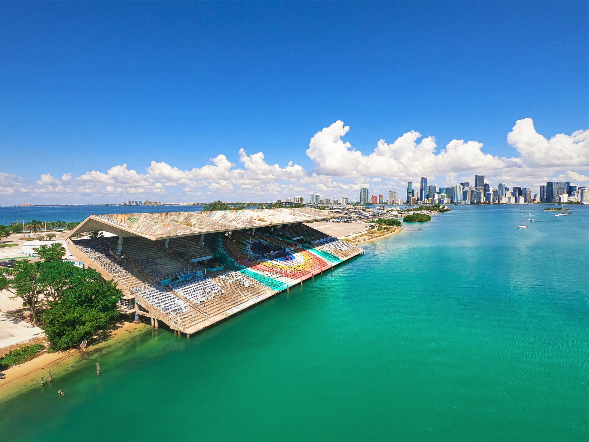 Miami Marine Stadium with City- Fine Art Print – Warwar Studios